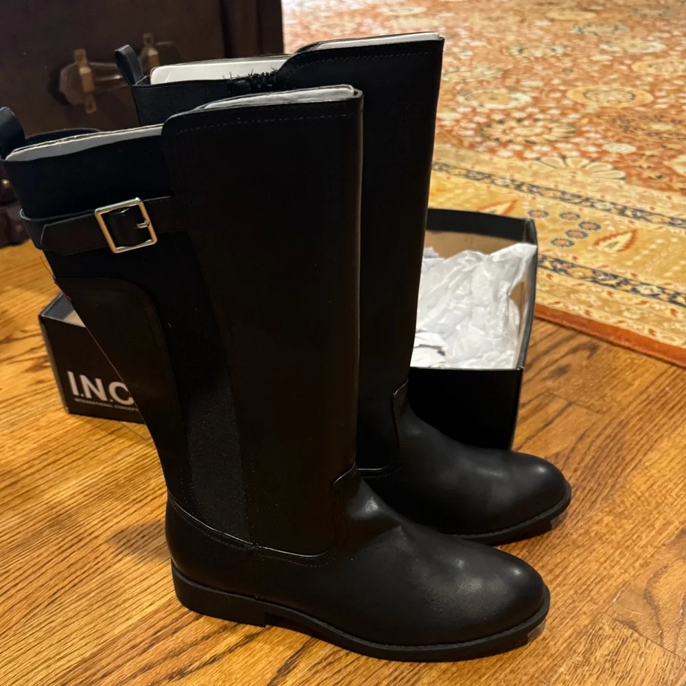New INC International Concepts‎ Girls McKenzie Black Tall Riding Boots Classic